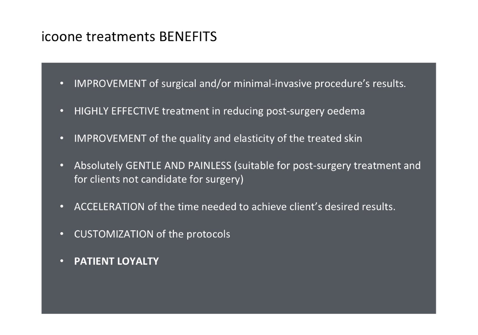 icoone treatments BENEFITS
